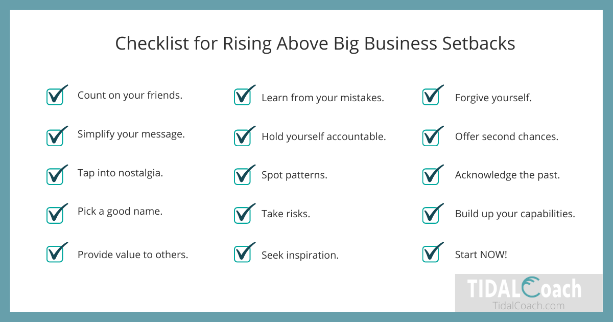 Checklist for rising above big business setbacks